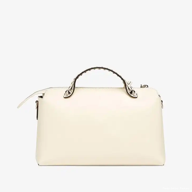 Affordable HOT Calf Bag The Way Leather Fendi Medium Boston By In Logo White ROMA 0523